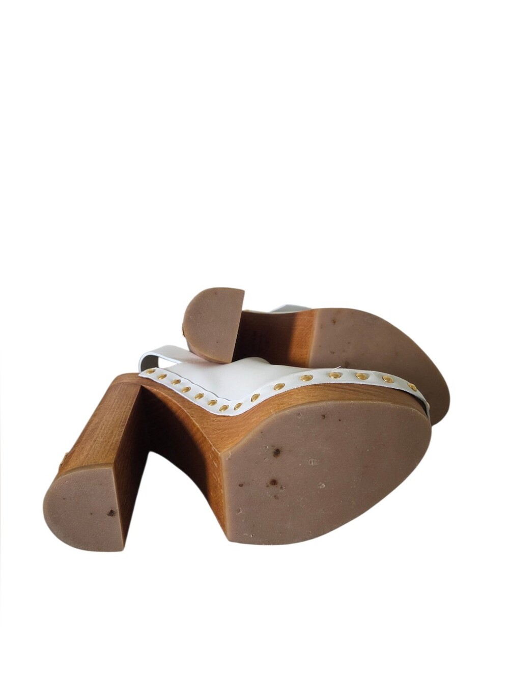 TOM FORD TF Calf Clog | White Leather Studded Platform Heel - Picture 7 of 11